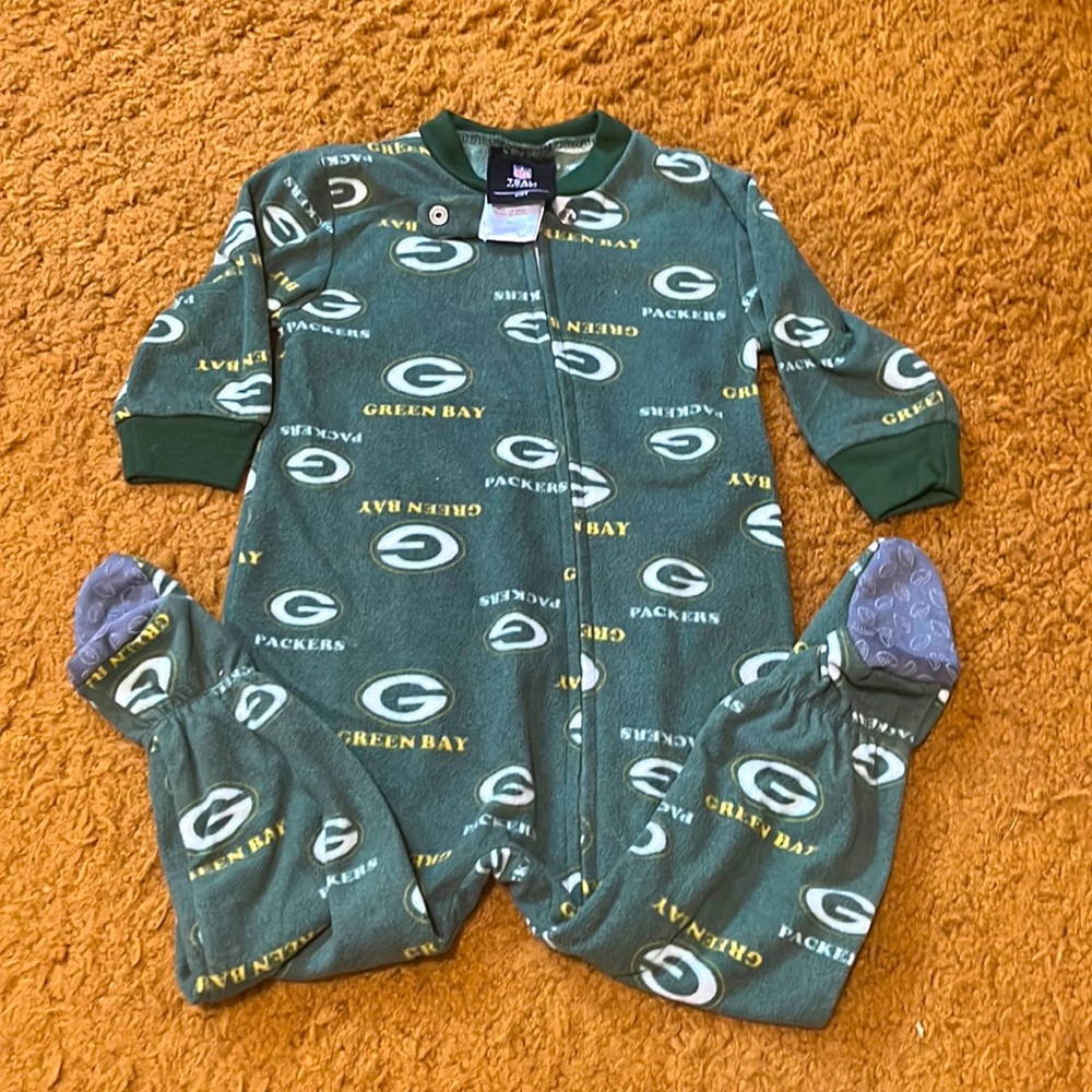 Green Bay Packers fleece, footed pajamas